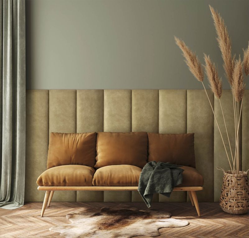 Panel ścienny tapicerowany Stegu Mollis prostokąt 90 x 15 cm jasny brąz
