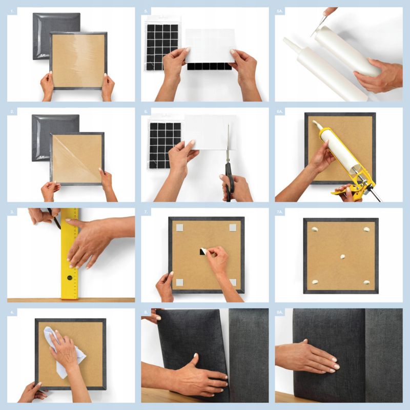 Panel tapicerowany ścienny Stegu wezgłowie 15x15 cm Fioletowy welur - akustyczny, dekoracyjny 1 szt.