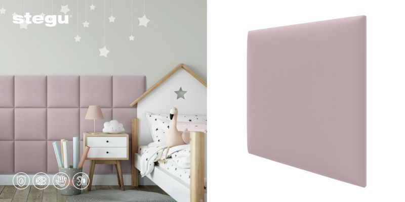 Panel tapicerowany ścienny Stegu wezgłowie 30x30 cm Różowy welur , akustyczny, dekoracyjny 1 szt.