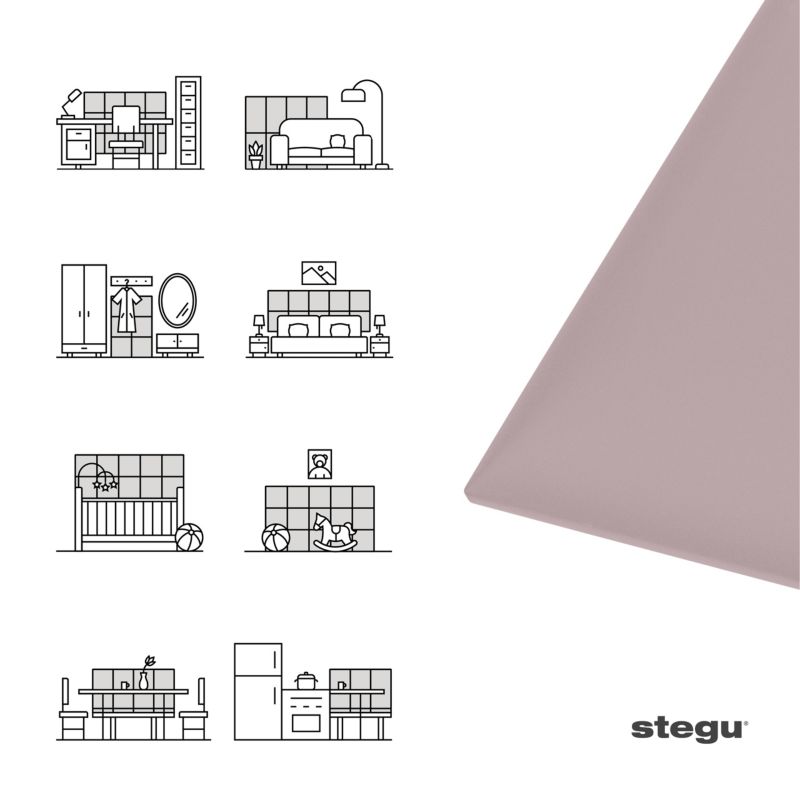 Panel tapicerowany ścienny Stegu wezgłowie 30x30 cm Różowy welur , akustyczny, dekoracyjny 1 szt.