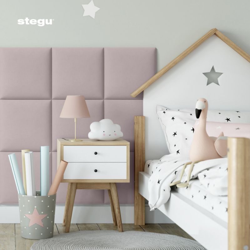 Panel tapicerowany ścienny Stegu wezgłowie 30x30 cm Różowy welur , akustyczny, dekoracyjny 1 szt.