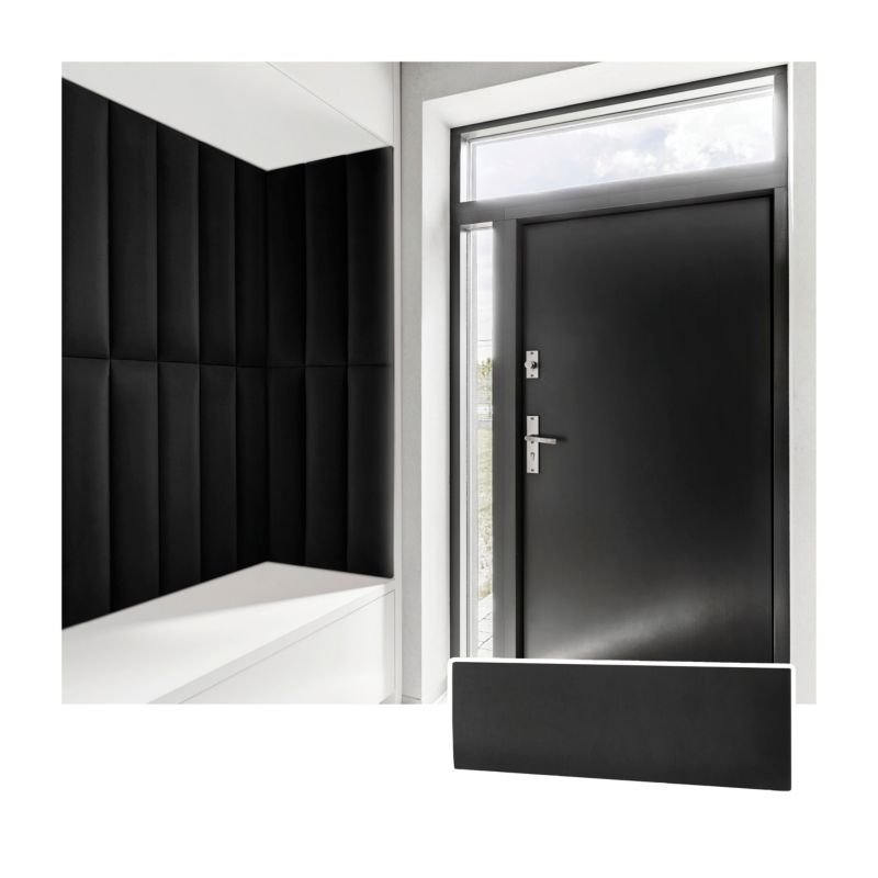 Panel tapicerowany ścienny Stegu wezgłowie 60x15 cm Czarny welur - akustyczny, dekoracyjny 1 szt.