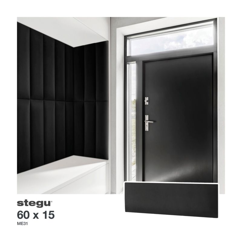 Panel tapicerowany ścienny Stegu wezgłowie 60x15 cm Czarny welur - akustyczny, dekoracyjny 1 szt.