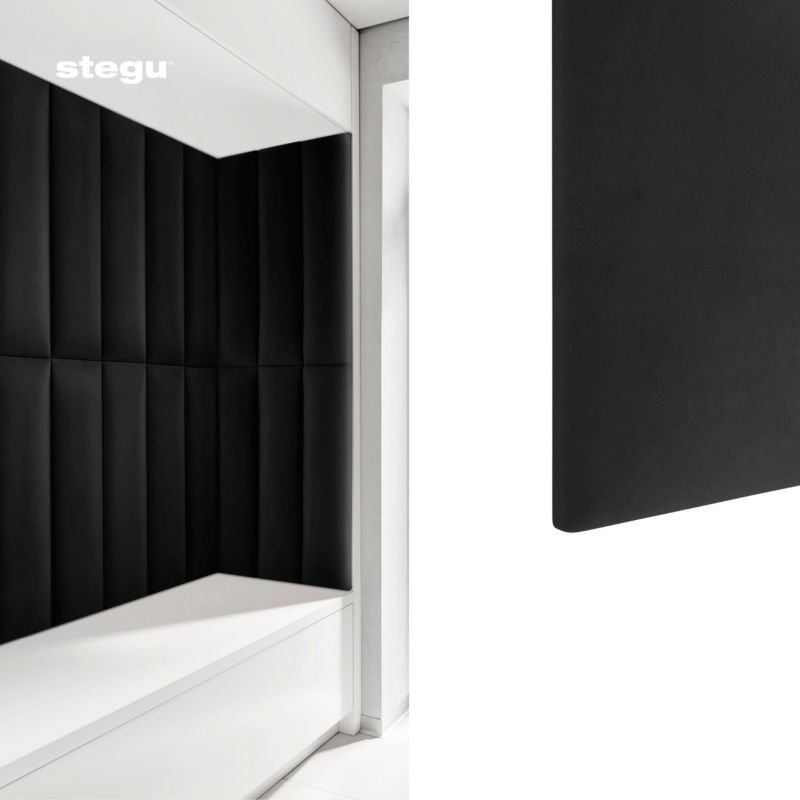 Panel tapicerowany ścienny Stegu wezgłowie 60x15 cm Czarny welur - akustyczny, dekoracyjny 1 szt.