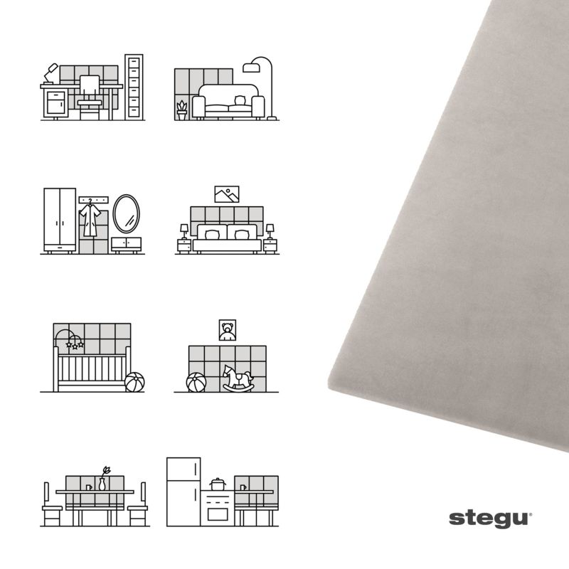 Panel tapicerowany ścienny Stegu wezgłowie 60x30 cm Jasnobeżowy welur - akustyczny, dekoracyjny 1 szt.