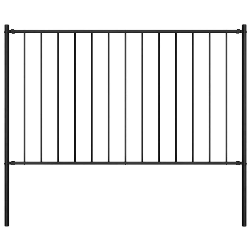 Panel vidaXL ogrodzeniowy stalowy malowany proszkowo czarny ze słupkami 1 szt.