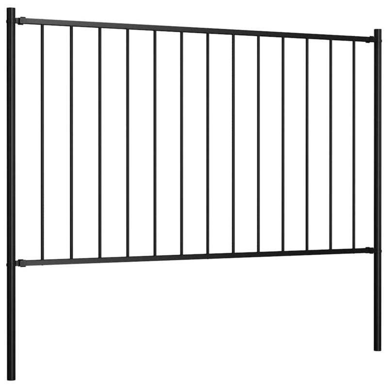 Panel vidaXL ogrodzeniowy stalowy malowany proszkowo czarny ze słupkami 1 szt.