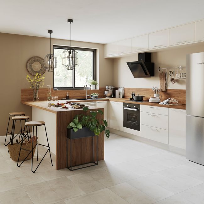 Panel wymienny do szafki wiszącej wysokiej GoodHome Stevia 32 x 90 cm kremowy połysk