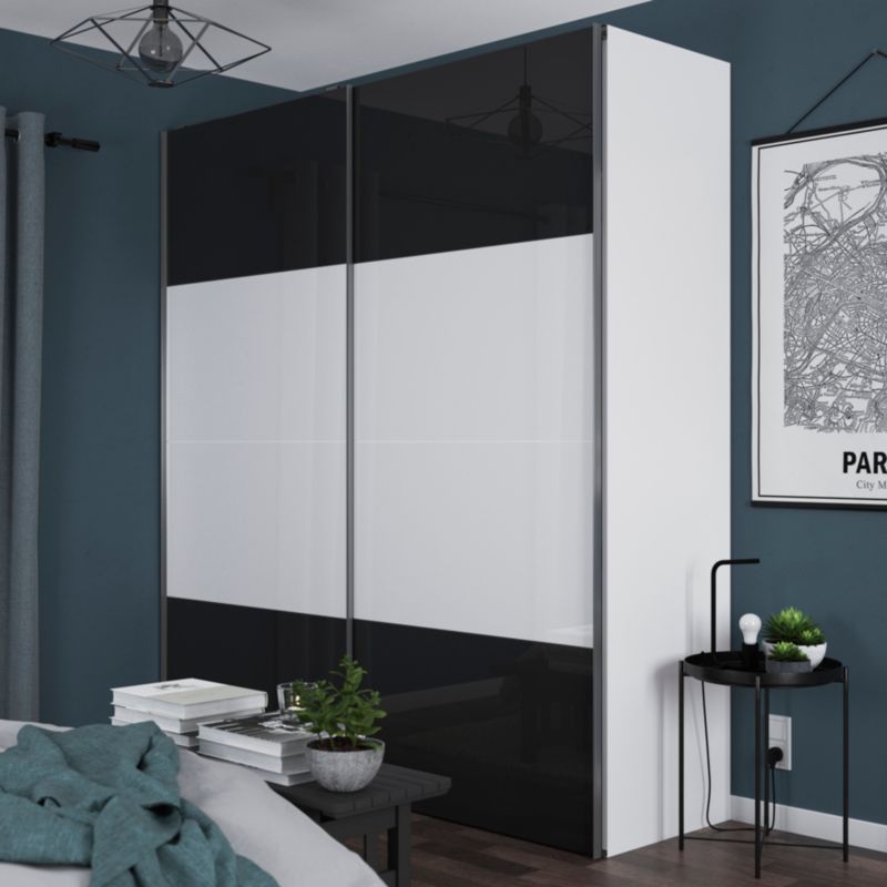 Panele do drzwi przesuwnych GoodHome Atomia 225 x 100 cm antracyt połysk 4 szt.