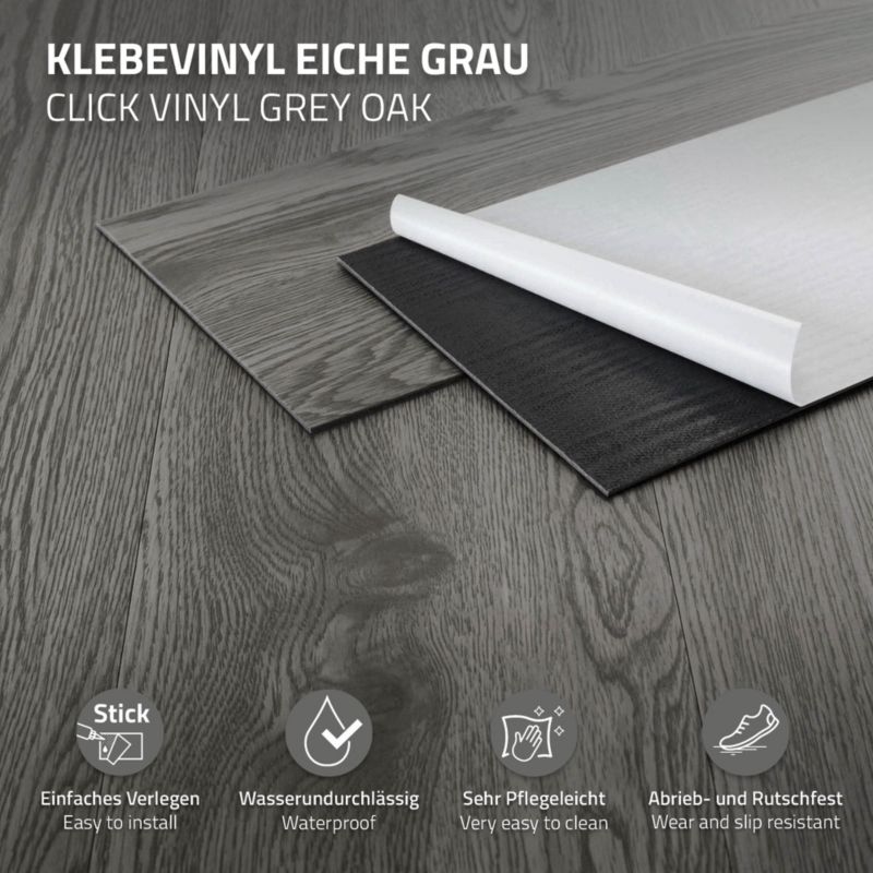 ML-Design podlahové dílce 91,5 cm x 15,3 x 2 mm vinyl PVC samolepicí šedý dub sada 2,23 m2 protiskluzové balení 16 ks.