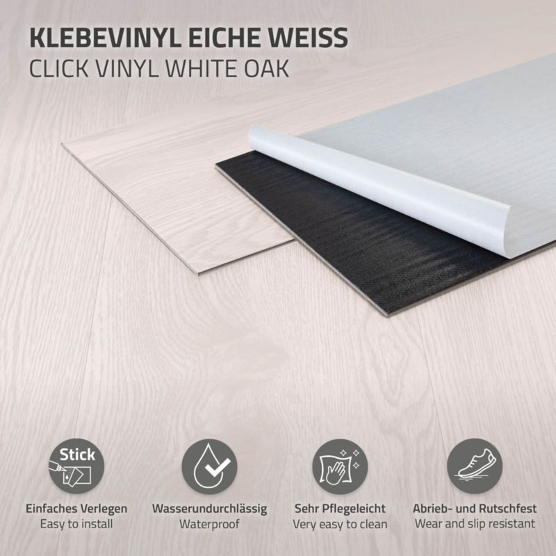 ML-Design PVC podlahové panely 91,5 x 15,3 cm x 2 mm samolepicí vinylové desky bílý dub sada barev 2,23 m2 balení 16 ks.