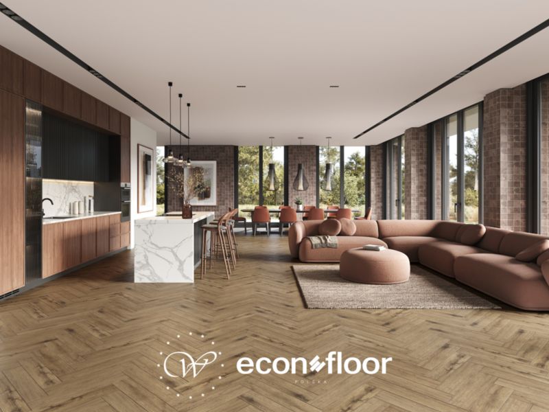 Panele podłogowe winylowe SPC Econfloor 3239H-55 Herringbone 55 Oak Goral 610 mm x 126 mm x 5,7 mm - 2,31 m²