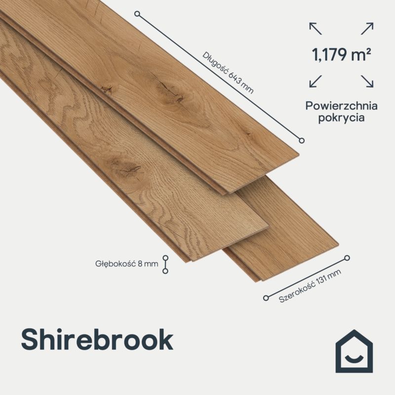 Panele podłogowe laminowane GoodHome Shirebrook jodełka AC5 1,179 m2