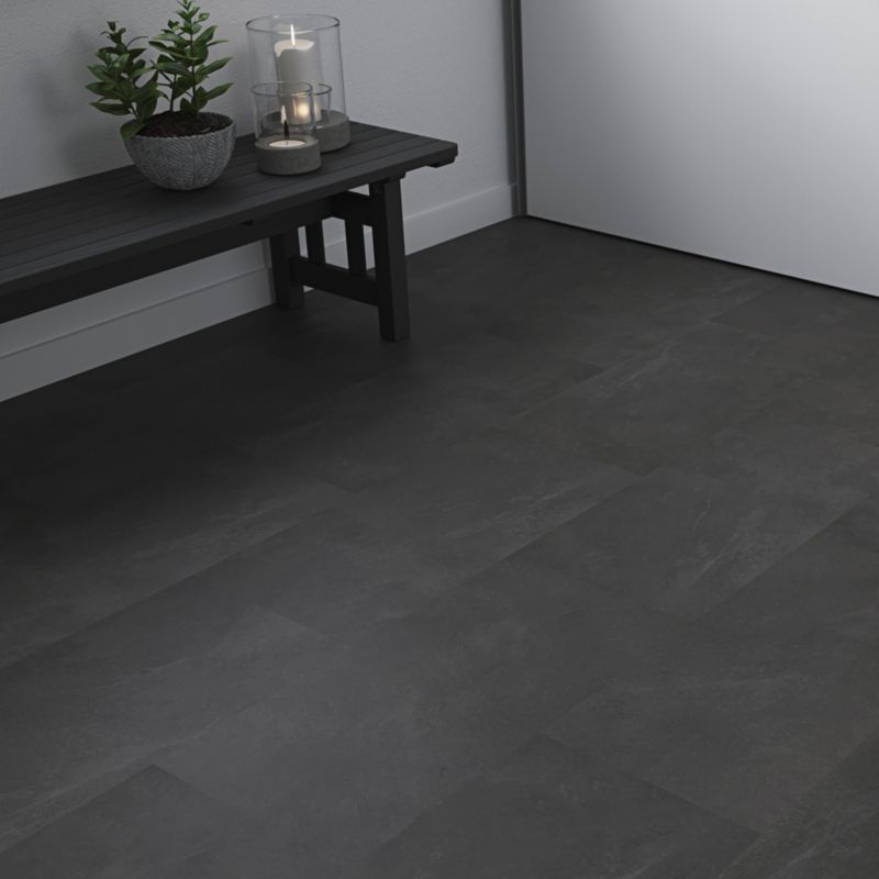 Panele podłogowe winylowe GoodHome płytka czarna 2,2 m2
