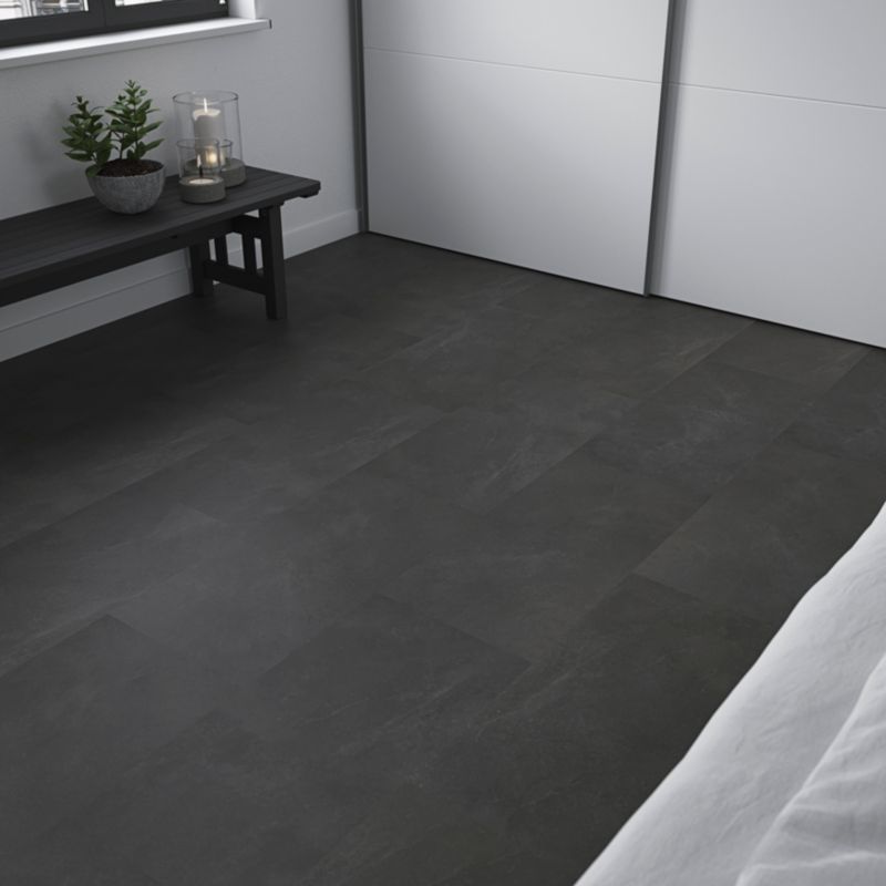Panele podłogowe winylowe GoodHome płytka czarna 2,2 m2