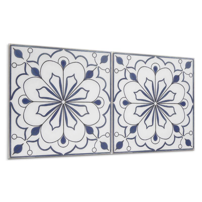 Panele samoprzylepne Wallfluent 40x20 cm Ceramiczny wzór z kwiatami 10 szt.