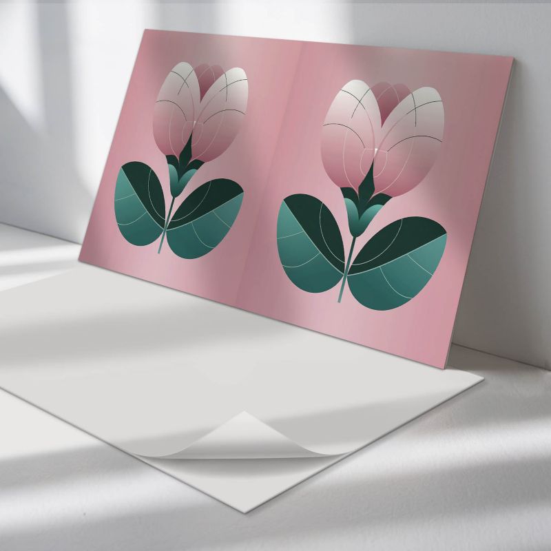 Panele samoprzylepne Wallfluent 40x20 cm Wzór kwiatów otoczony liśćmi 10 szt.