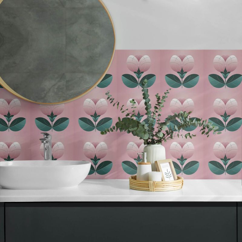 Panele samoprzylepne Wallfluent 40x20 cm Wzór kwiatów otoczony liśćmi 10 szt.