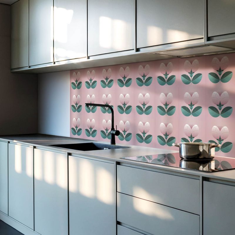 Panele samoprzylepne Wallfluent 40x20 cm Wzór kwiatów otoczony liśćmi 10 szt.