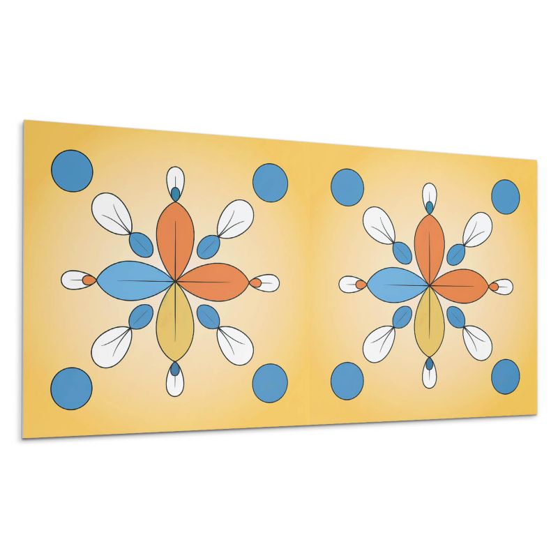 Panele samoprzylepne Wallfluent 40x20 cm Wzór kwiatów w geometrycznym stylu 10 szt.
