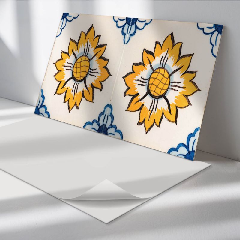 Panele samoprzylepne Wallfluent 60x30 cm Ceramiczny motyw kwiatowy 6 szt.