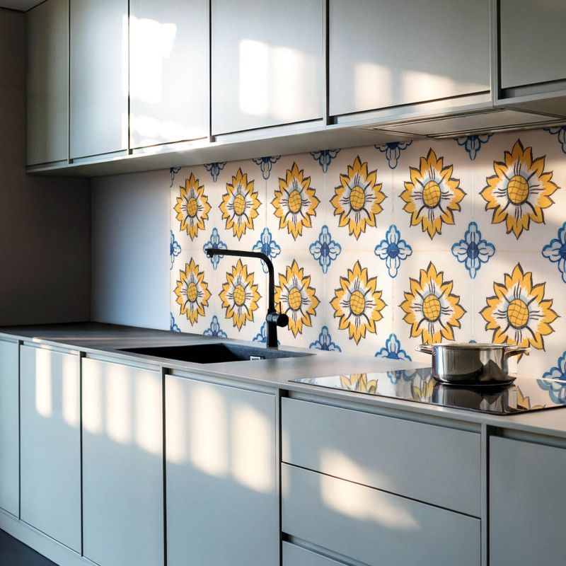 Panele samoprzylepne Wallfluent 60x30 cm Ceramiczny motyw kwiatowy 6 szt.
