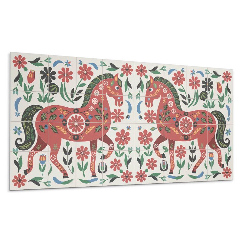 Panele samoprzylepne Wallfluent 60x30 cm Koń w otoczeniu kwiatów 6 szt.