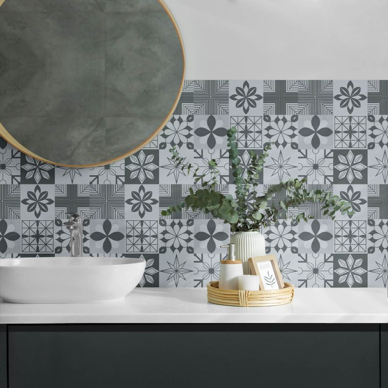Panele samoprzylepne Wallfluent 60x30 cm Mozaikowe kształty w geometrycznym stylu 6 szt.