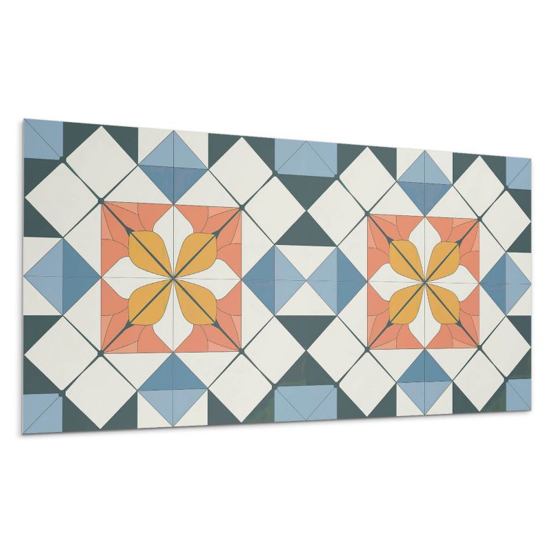 Panele samoprzylepne Wallfluent 60x30 cm Stylowe kwiaty w geometrycznej kompozycji 6 szt.