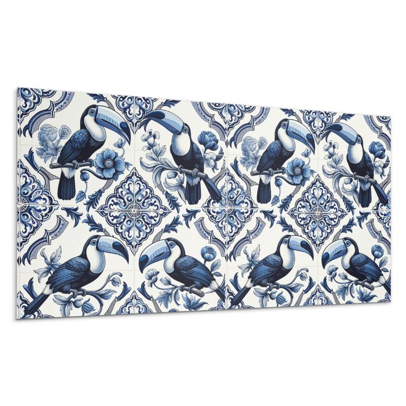 Panele samoprzylepne Wallfluent 60x30 cm Wzór z tukanym na płytkach 6 szt.