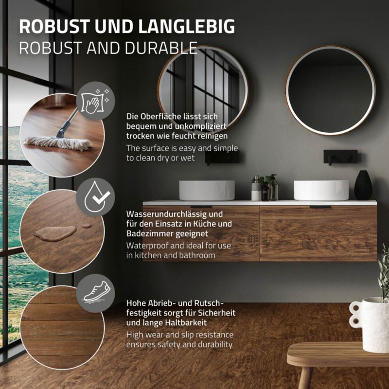 ML-Design vinylové panely 122 x 18 cm x 4,2 mm PVC click podlaha akáciová hnědá voděodolná Klasická akátová sada 3,08 m2 14 ks.