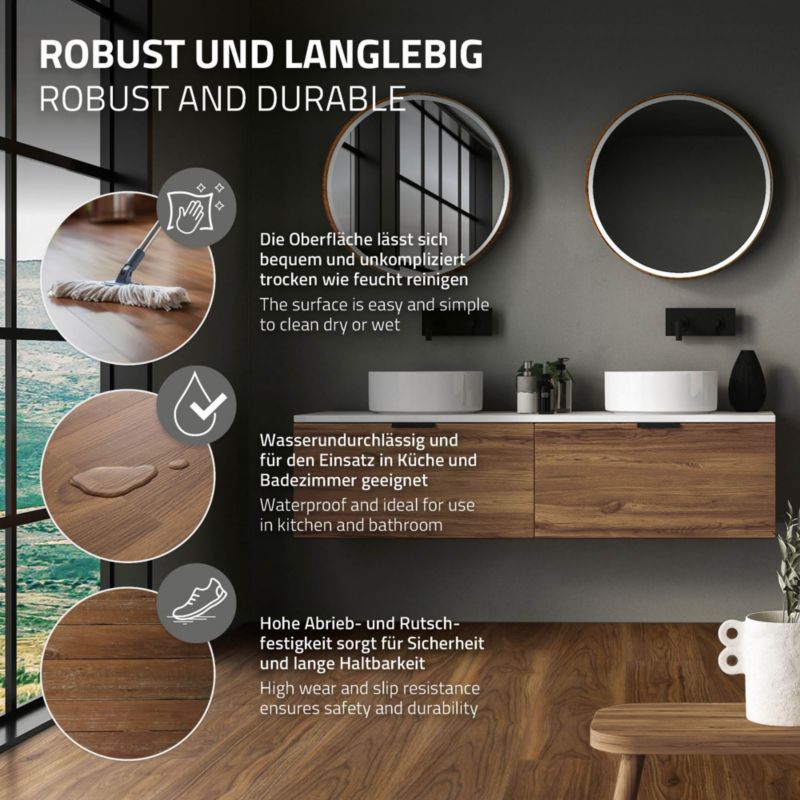 ML-Design vinylové panely 122 x 18 cm x 4,2 mm PVC click podlaha dub hnědá voděodolná Outtrigger set 6,16 m2 balení 28 ks.