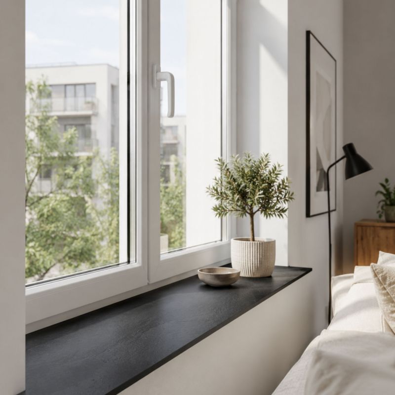 Parapet wewnętrzny KOLM HPL 12 mm Czarny (0190SL) 100x15 cm 1szt.