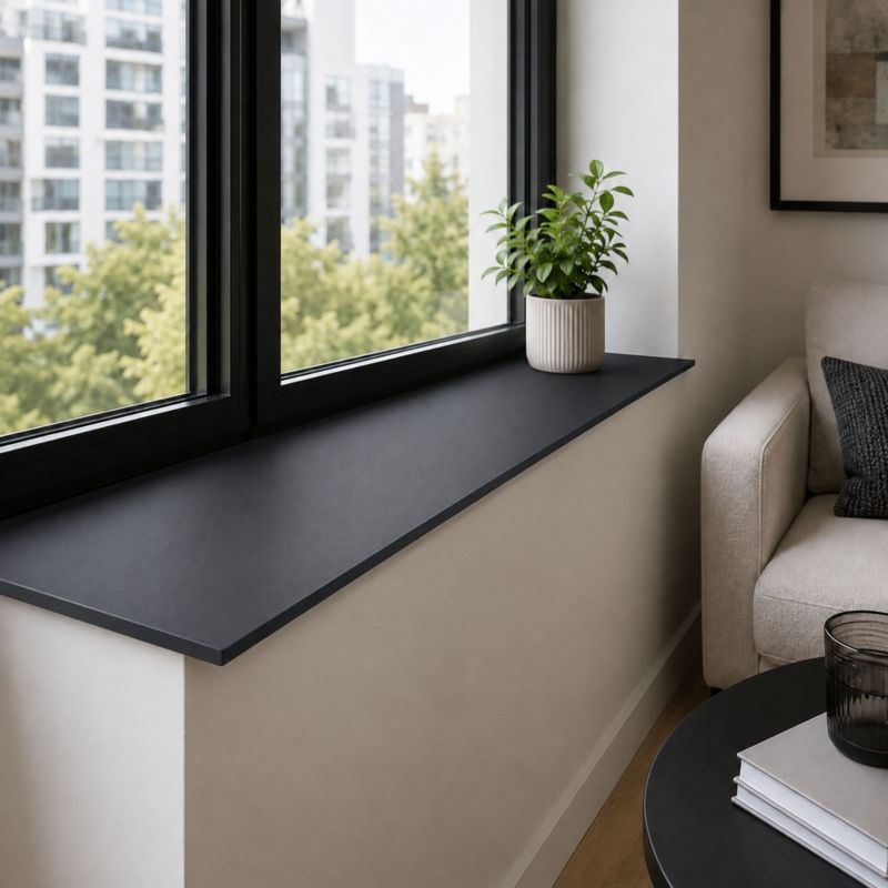 Parapet wewnętrzny KOLM HPL 12 mm Czarny Mat (0190AF) 90x20 cm 1szt.