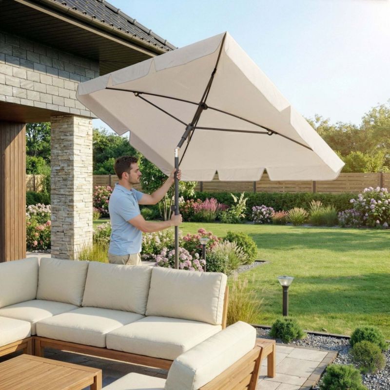 Parasol balkonowy prostokątny 200x125 cm di volio Ankona Kremowy 1 szt.