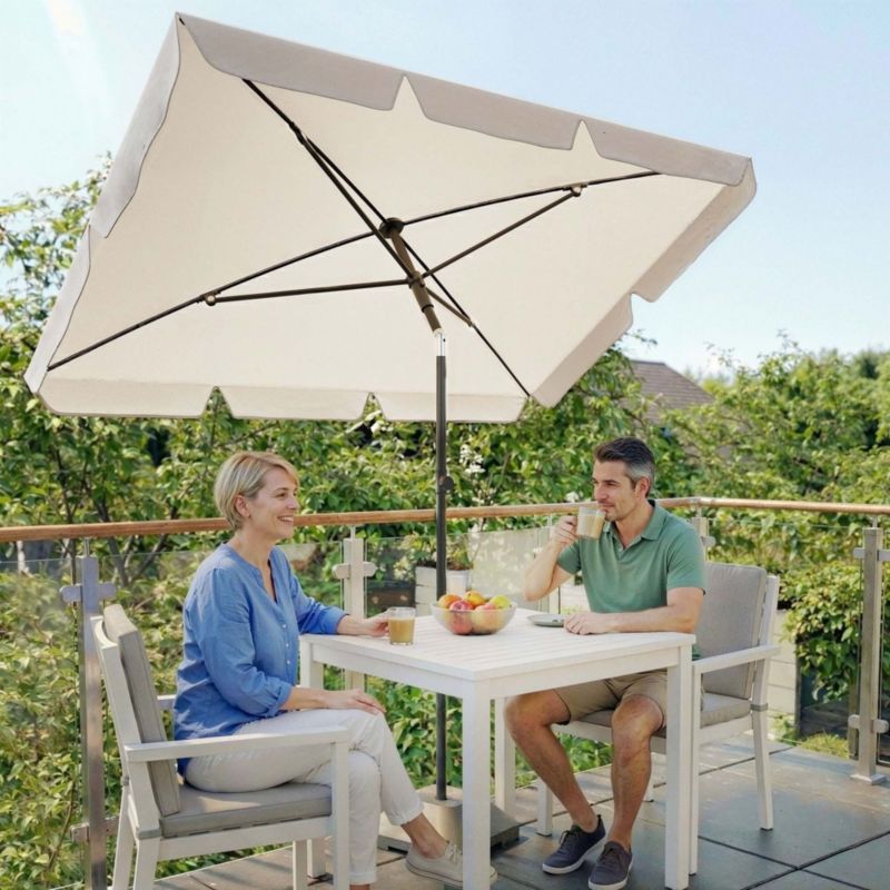 Parasol balkonowy prostokątny 200x125 cm di volio Ankona Kremowy 1 szt.