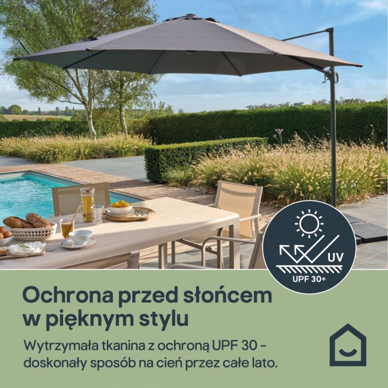 Parasol GoodHome Brindisi okrągły 3,5m antracyt