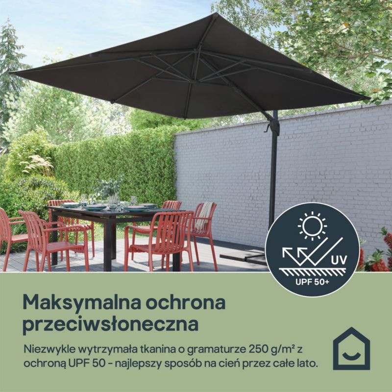 Parasol GoodHome Corby 3 x 3m antracyt