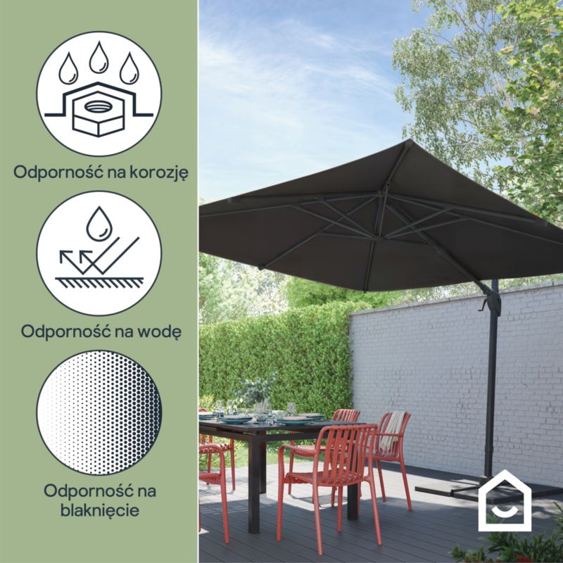Parasol GoodHome Corby 3 x 3m antracyt