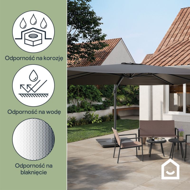 Parasol GoodHome Corby 3 x 4m antracyt