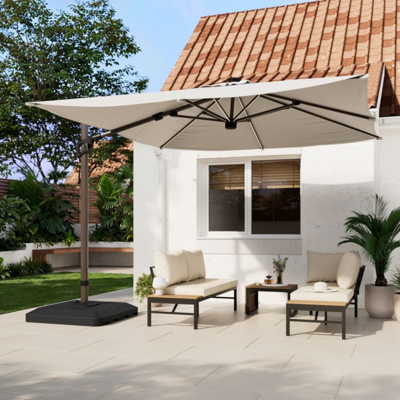 Parasol GoodHome Corby led 3 x 3 m z basą efekt drewna