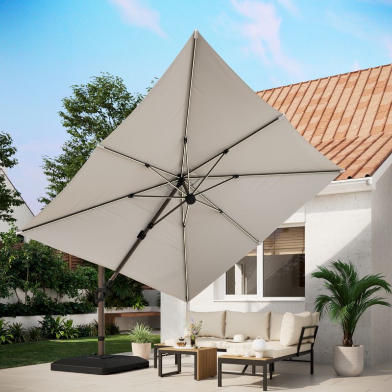 Parasol GoodHome Corby led 3 x 3 m z basą efekt drewna
