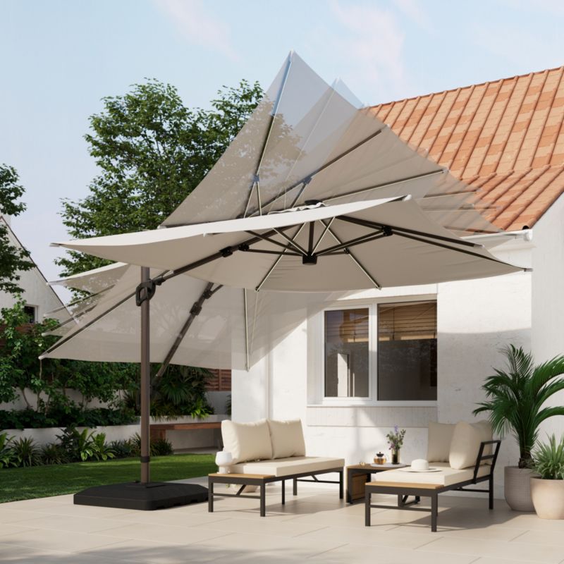 Parasol GoodHome Corby led 3 x 3 m z basą efekt drewna
