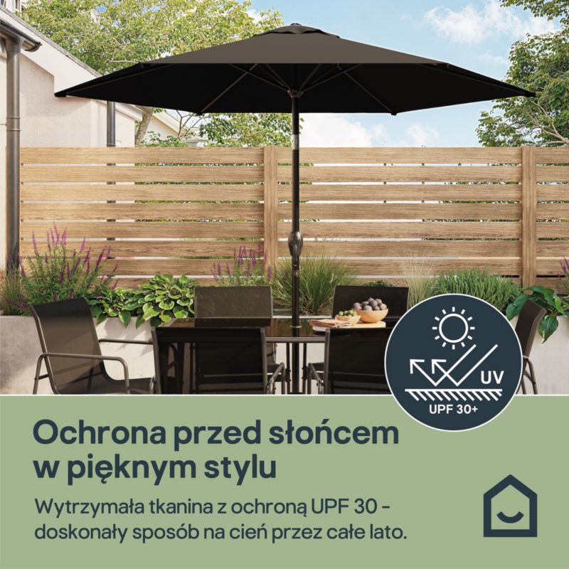 Parasol GoodHome Kasane okrągły 2,5m antracyt