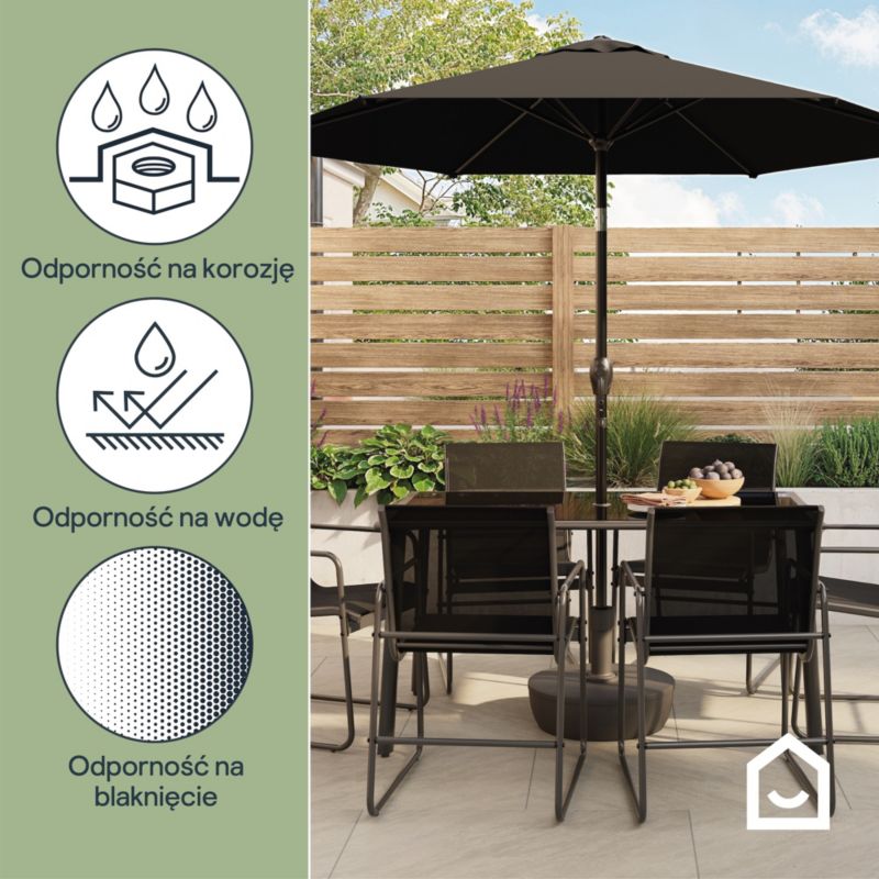 Parasol GoodHome Kasane okrągły 2,5m antracyt