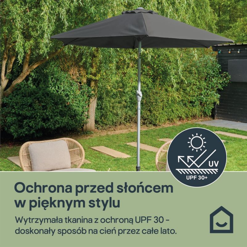 Parasol GoodHome Kasane okrągły 2m antracyt
