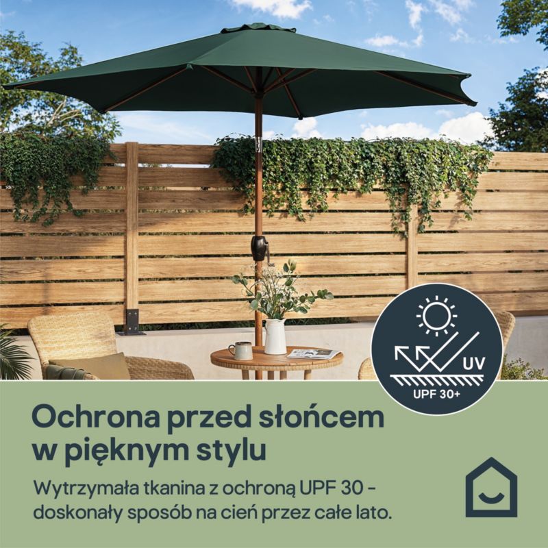 Parasol GoodHome Pescara 2,5m oliwka z efektem drewna
