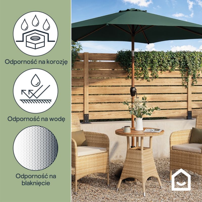 Parasol GoodHome Pescara 2,5m oliwka z efektem drewna