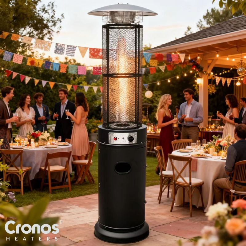 Parasol Grzewczy Cronos Ogrzewacz Tarasowy Gazowy Piramida Cheopsa Czarna 11 kW 1szt.