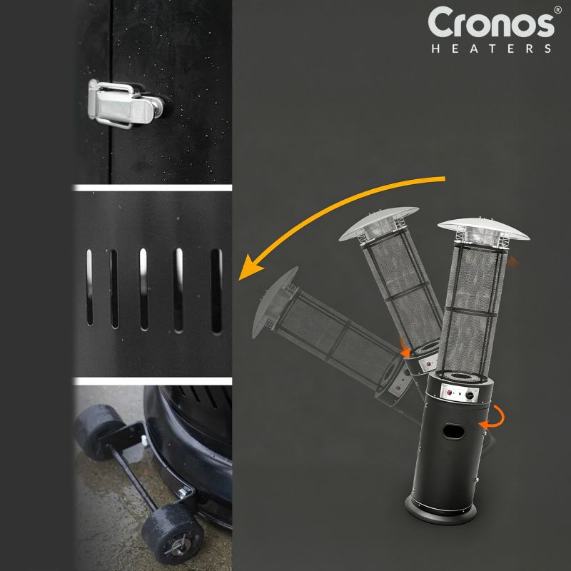 Parasol Grzewczy Cronos Ogrzewacz Tarasowy Gazowy Piramida Cheopsa Czarna 11 kW 1szt.